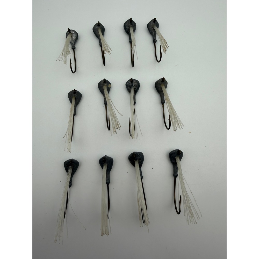 Lot of 12 Weedless Jig Heads Lead Fishing Lures Clear Fiber Guard Bulk Set B146